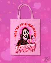 Load image into Gallery viewer, You’re Cute When You Scream Tote Bag