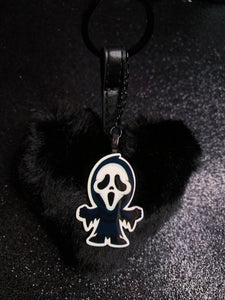 Heart Ghostface Pom Pom Keychain