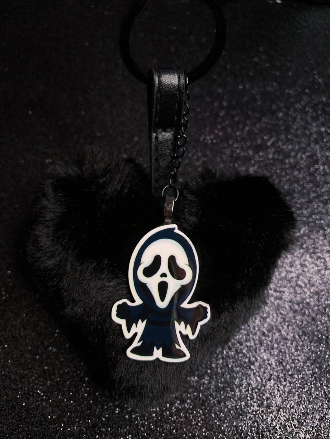 Heart Ghostface Pom Pom Keychain
