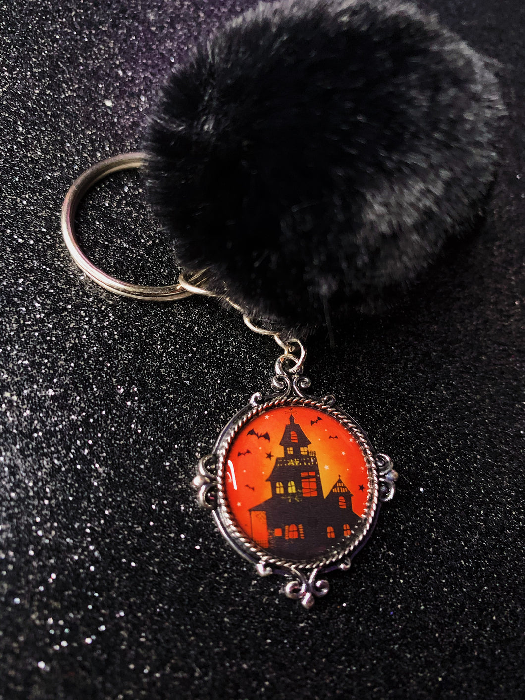 Mini Halloween Pom Pom Keychain