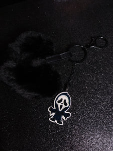 Heart Ghostface Pom Pom Keychain