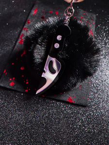 Ghost Knife Pom Pom Keychain