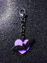 Load image into Gallery viewer, Bat Heart Keychain