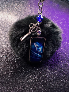 Edward Scissorhands Pom Pom Keychain