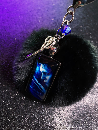 Edward Scissorhands Pom Pom Keychain