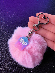 RIP Pom Pom W/ Heart Keychain