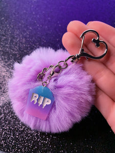 RIP Pom Pom W/ Heart Keychain